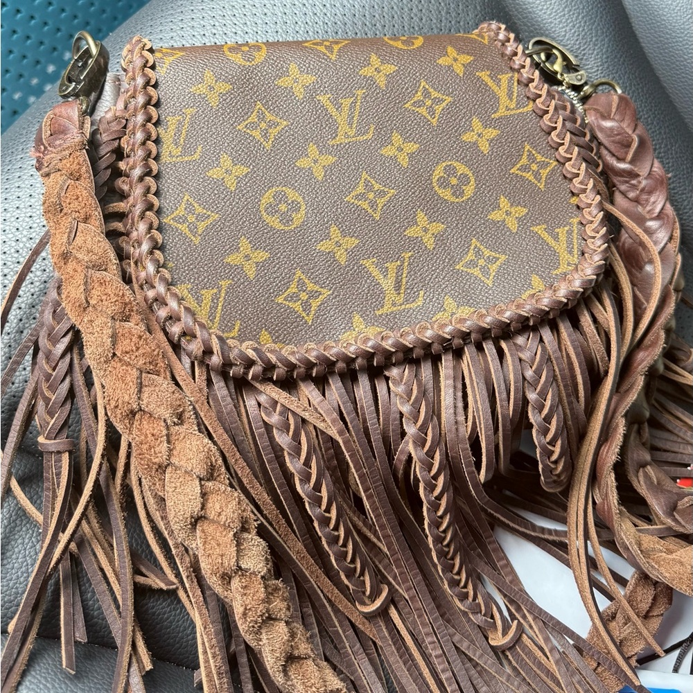 Louis Vuitton upcycled Brown Fringe Crossbody Bag